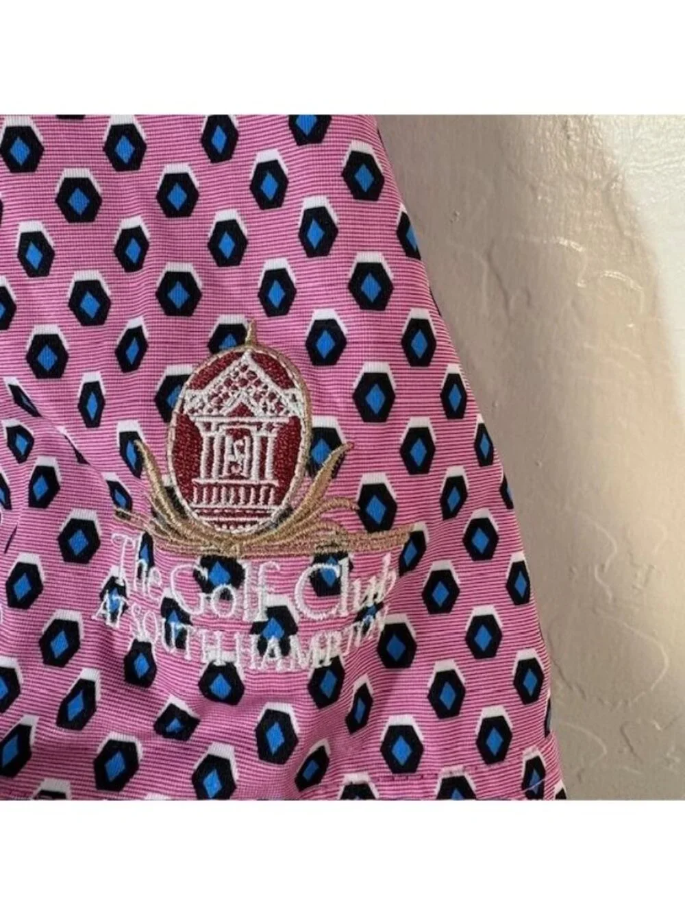FootJoy Polo Shirt Mens Large Pink Blue Hex Golf Southhampton Club Performance